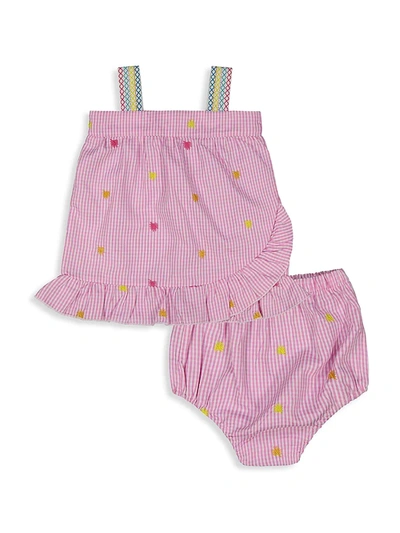 Shop Andy & Evan Baby Girl's 2-piece Plaid & Embroidered Top & Bloomers Set In Pink Gingham