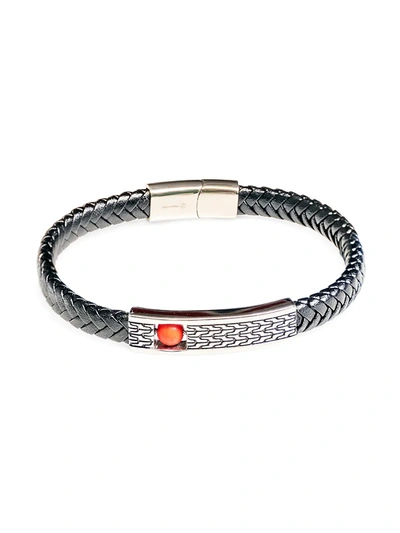 Shop Jean Claude Men's Dell Arte Stainless Steel, Leather & Bead Fashioned Bracelet In Red