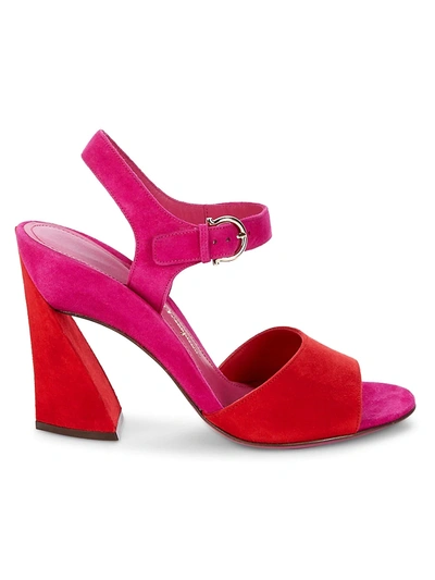 Shop Ferragamo Women's Aede Suede Sandals In Lipstick