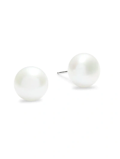 Shop Belpearl Women's Sterling Silver & Cultured White Freshwater Pearl Stud Earrings