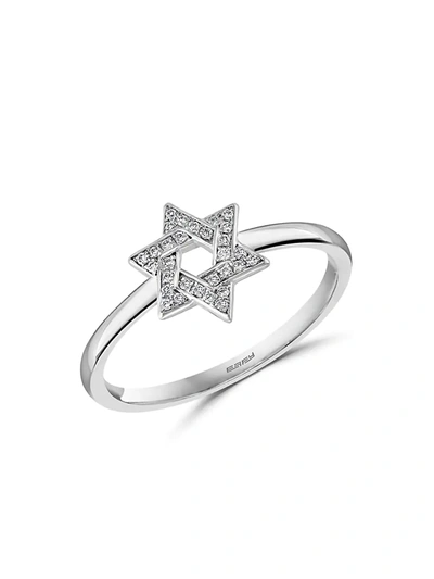 Shop Effy Eny Women's Sterling Silver & Diamond Star Of David Ring