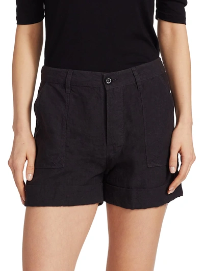 Shop Frame Women's Le Beau Linen Shorts In Washed Noir