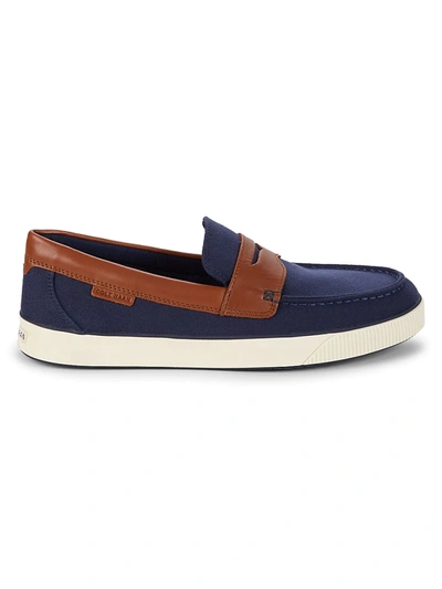 Shop Cole Haan Men's Nantucket Penny Loafers In Navy