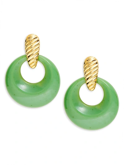 Shop Kenneth Jay Lane Women's Goldplated Drop Earrings In Green