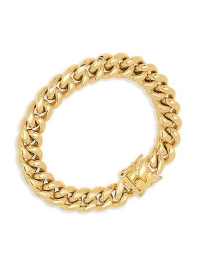 Shop Anthony Jacobs Men's 18k Goldplated Stainless Steel Cuban Chain Bracelet In Neutral