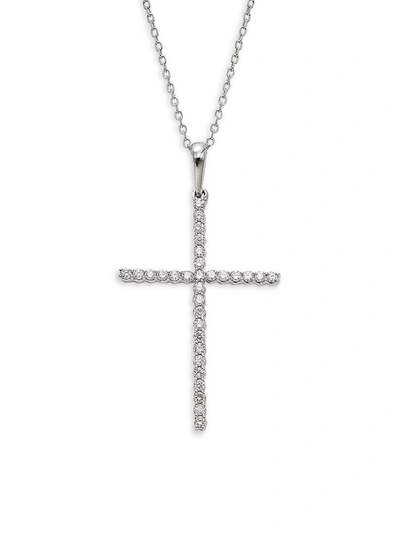 Shop Diana M Jewels Women's 14k White Gold & 0.24 Tcw Diamond Cross Pendant Necklace