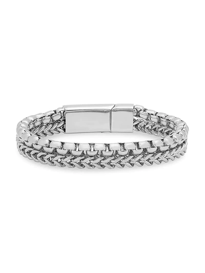 Shop Anthony Jacobs Men's Stainless Steel Box Chain Bracelet In Neutral