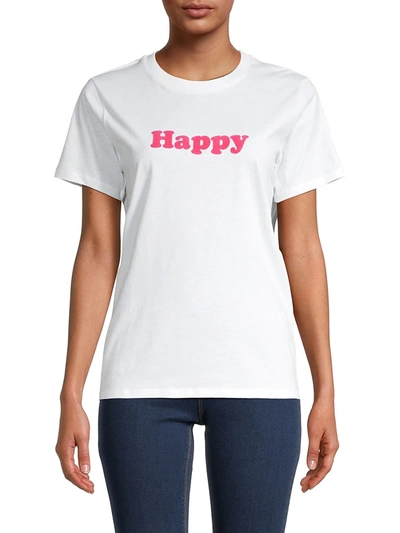 Shop French Connection Women's Happy T-shirt In Linen White