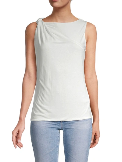 Shop French Connection Women's Mati Draped Jersey Top In Summer White