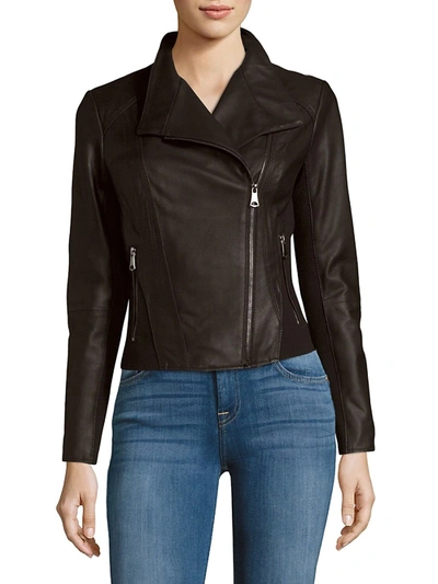 Shop Marc New York Felix Leather Moto Jacket In Cement