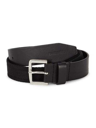 Shop Diesel Men's B-bosco Leather Belt In Black
