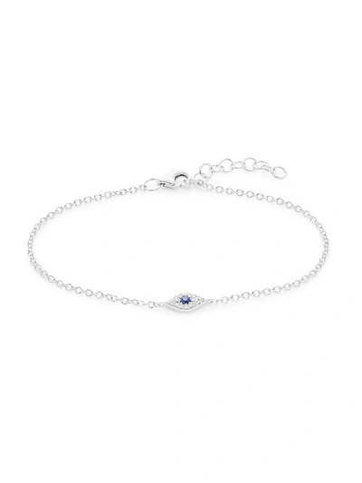 Shop Saks Fifth Avenue Women's 14k White Gold, Sapphire & Diamond Evil Eye Bracelet