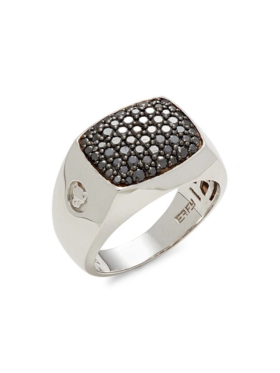 Shop Effy Men's 14k White Gold & Black Diamond Ring