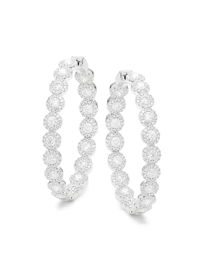 Shop Saks Fifth Avenue Women's 14k White Gold & 4.90 Tcw Diamond Hoop Earrings