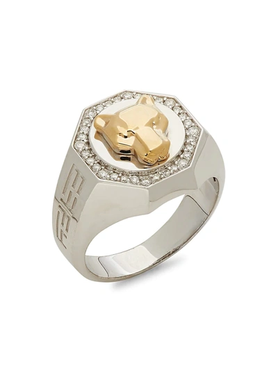 Shop Effy Men's 14k Two-tone & Diamond Ring In White Gold