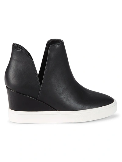 Mia Women s Faux Leather Wedge Sneakers In Black ModeSens