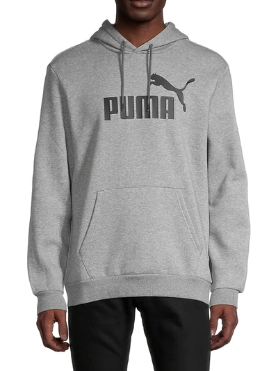 Shop Puma Men's Essential Logo Hoodie In Grey