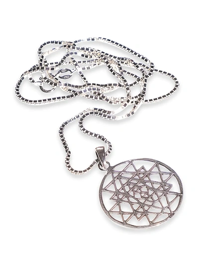 Jean Claude Dell Arte Sterling Silver Sri Yantra Mantra Pendant-on-chain In Silver