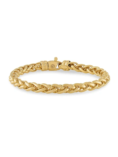Shop Esquire Men's Jewelry Men's 14k Goldplated Sterling Silver Wheat Chain Bracelet