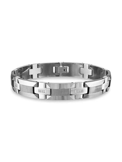 Shop Esquire Men's Jewelry Men's Tungsten, Stainless Steel & Diamond Link Bracelet In Neutral