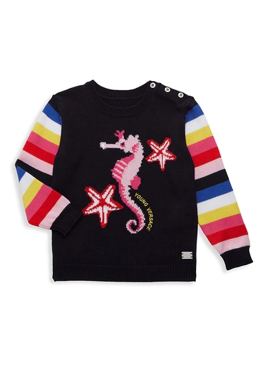 Shop Versace Baby Girl's Seahorse Sweater In Black Multi