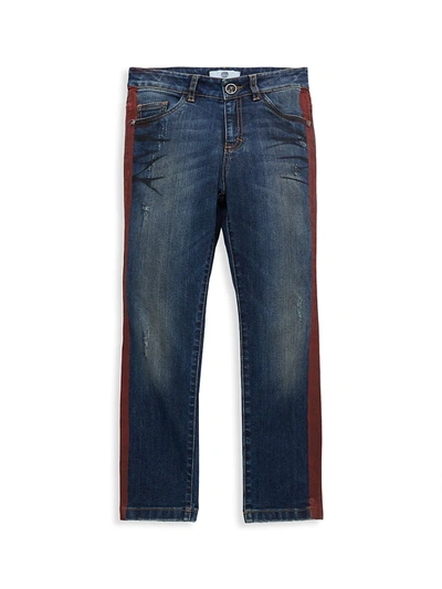 Shop Versace Little Boy's & Boy's Side-stripe Jeans In Blue