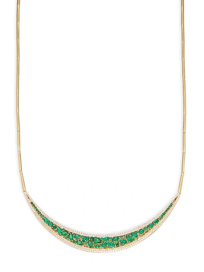 Shop Effy Women's 14k Yellow Gold, Diamond & Emerald Necklace