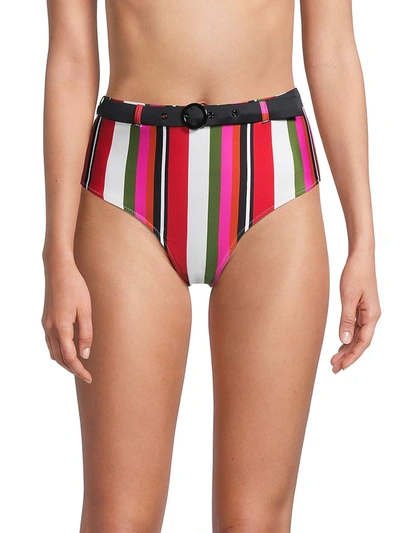 Shop Solid & Striped Women's The Cora Striped Belted Bikini Bottom In Watermelon