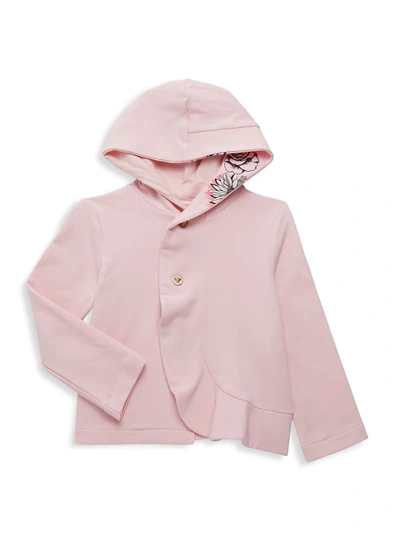 Shop Versace Baby Girl's Hooded Cardigan In Rose Multi