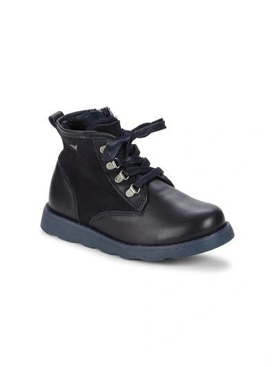 Shop Armani Junior Kid's Faux Shearling & Leather Boots In Indigo