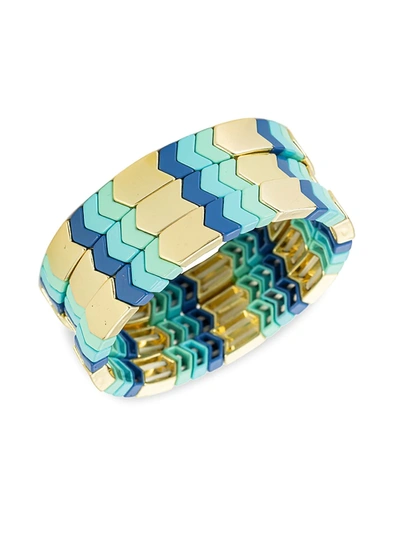 Shop Eye Candy La Women's Luxe Blue Love 3-piece Stretch Bracelet Set
