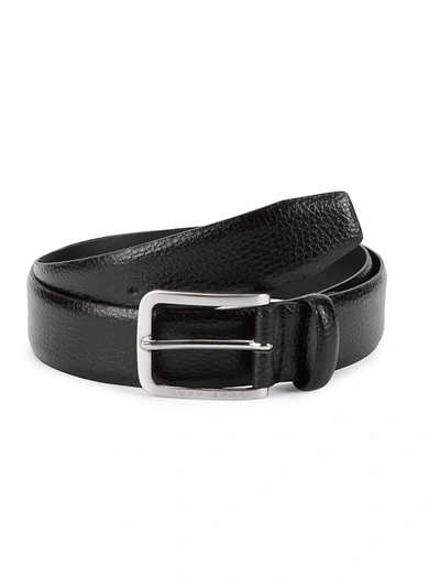 Shop Hugo Boss Men's Textured Leather Belt In Black