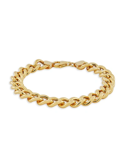 Shop Saks Fifth Avenue Made In Italy Men's 18k Goldplated Sterling Silver Gos Curb-link Chain Bracelet