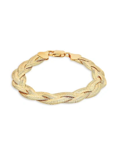 Shop Saks Fifth Avenue Made In Italy Women's 18k Yellow Goldplated Herringbone Chain Bracelet