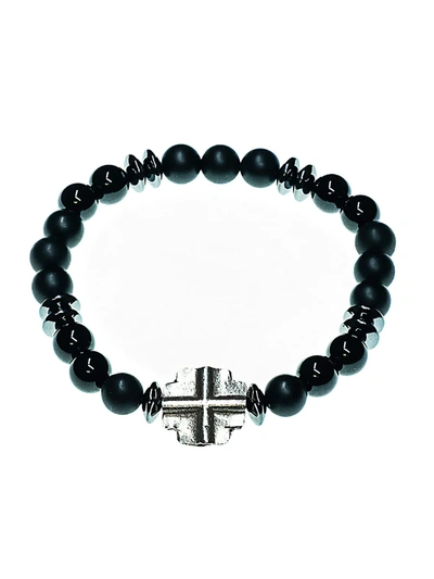 Jean Claude Dell Arte Sterling Silver, Onyx & Hematite Beaded Bracelet In Silver