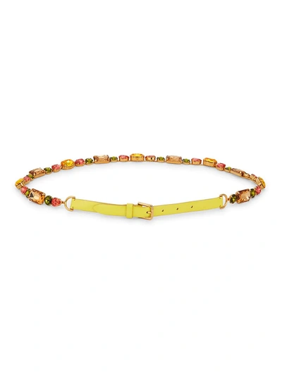 Shop Dolce & Gabbana Women's Beaded Leather Belt In Citron