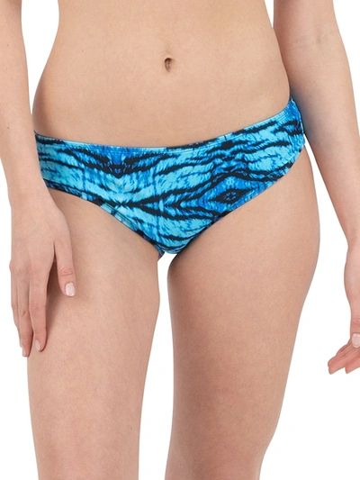 Shop Nine West Women's Scoop Printed Bikini Bottom In Blue Tiger