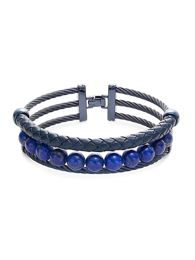 Shop Alor Men's Lapis, Blue Stainless Steel & Leather Bracelet