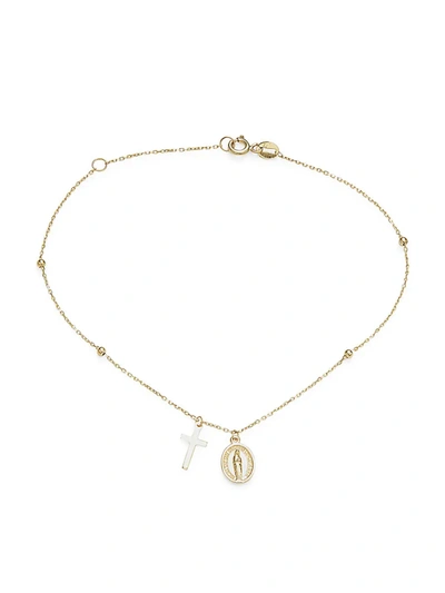 Shop Saks Fifth Avenue Women's 14k Yellow Gold Rosary Pendant Anklet