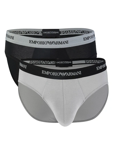 Shop Emporio Armani Men's 2-pack Logo Briefs In Tuxedo