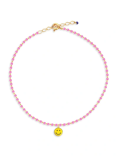 Shop Gabi Rielle Women's Happy Me 14k Goldplated Sterling Silver & Crystal Sugar Rush Smiley Anklet
