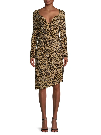 Shop Norma Kamali Women's Ruched Leopard-print Asymmetrical Dress In Golden Leopard