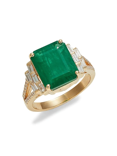 Shop Effy Women's 14k Yellow Gold, Emerald & Diamond Ring