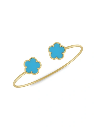 Jan-kou Jankuo Women's Flower 14k Goldplated & Synthetic Turquoise Cuff Bracelet In Turquoise