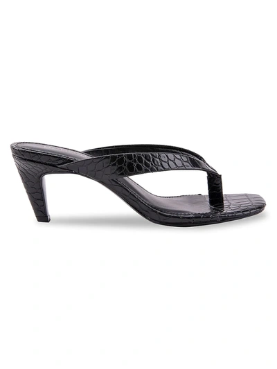 Shop Bcbgeneration Women's Tabina Faux Leather Thong Heeled Sandals In Black