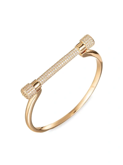 Shop Eye Candy La Women's Luxe Kyle Goldtone & Cubic Zirconia Screw Cuff Bracelet In Neutral