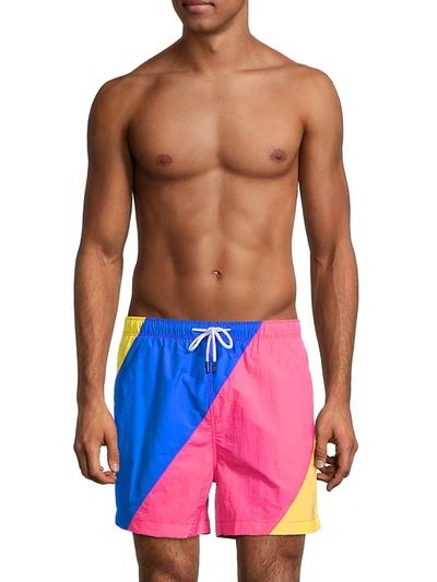 Shop Solid & Striped Men's The Classic Colorblock Swim Shorts In Blue