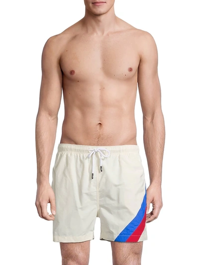 Shop Solid & Striped Men's The Classic Striped Swim Shorts In White Stripe