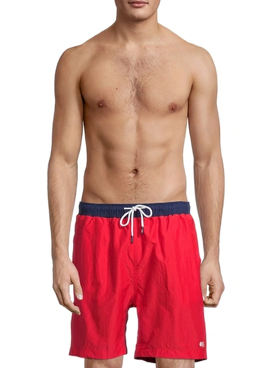 Shop Solid & Striped Men's The California Logo Swim Shorts In Red