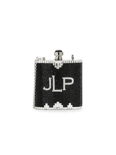 Shop Judith Leiber Women's Logo Rhinestone Flask Crossbody Bag In Black